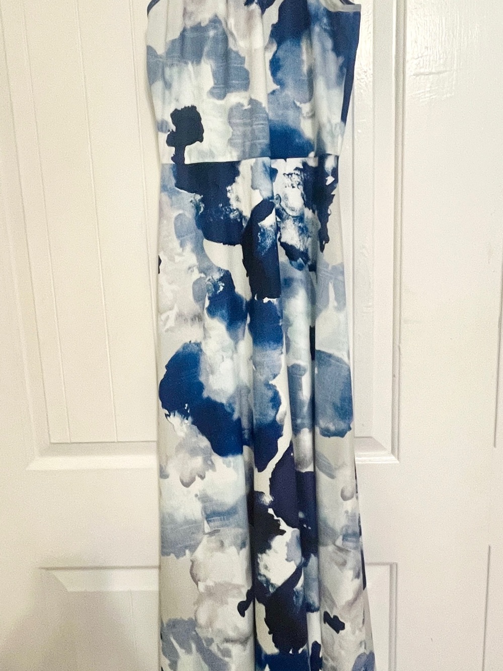 Blue & White Abstract Print Maxi Dress Size XS-NWT